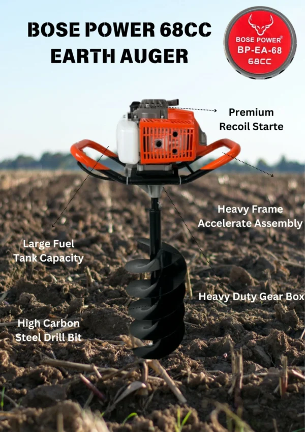 BOSE POWER 68CC EARTH AUGER TWO STROKES LAND DRILL MACHINE WITH DIGGING DRIL BIT AND TOOL KIT COMBO FOR AGRICULTURE USE - Image 9